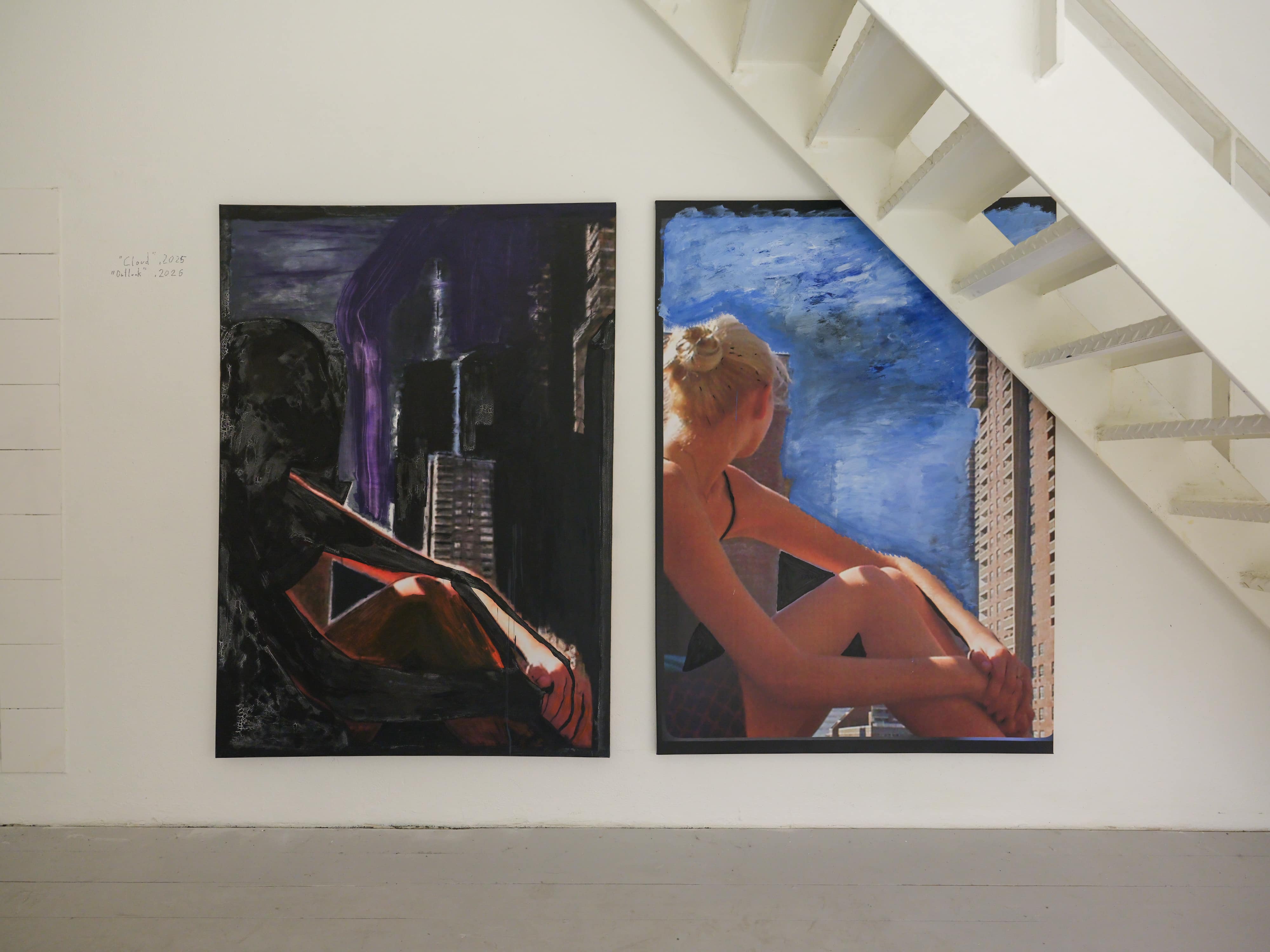 Jannis Besen, Cloud, 2025, and Outlook, 2026, paintings